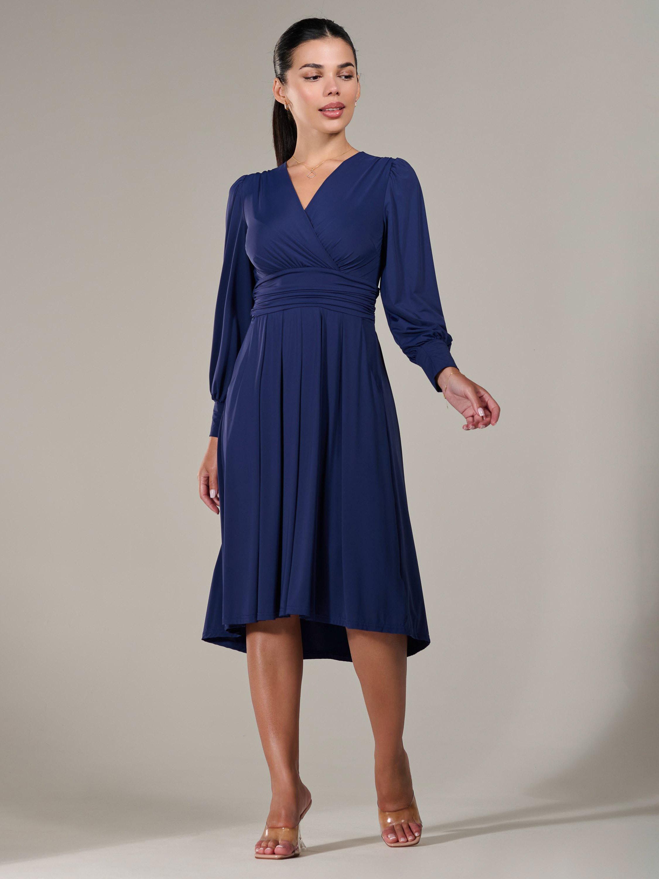 Product image 5 of 7, which shows Jolie Moi Petite Jersey Midi Dress, Navy, 6Pt