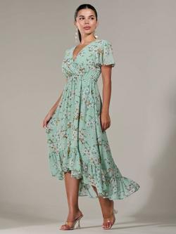 Jolie Moi Petite Floral High-Low Dress, Green - view 2, Green