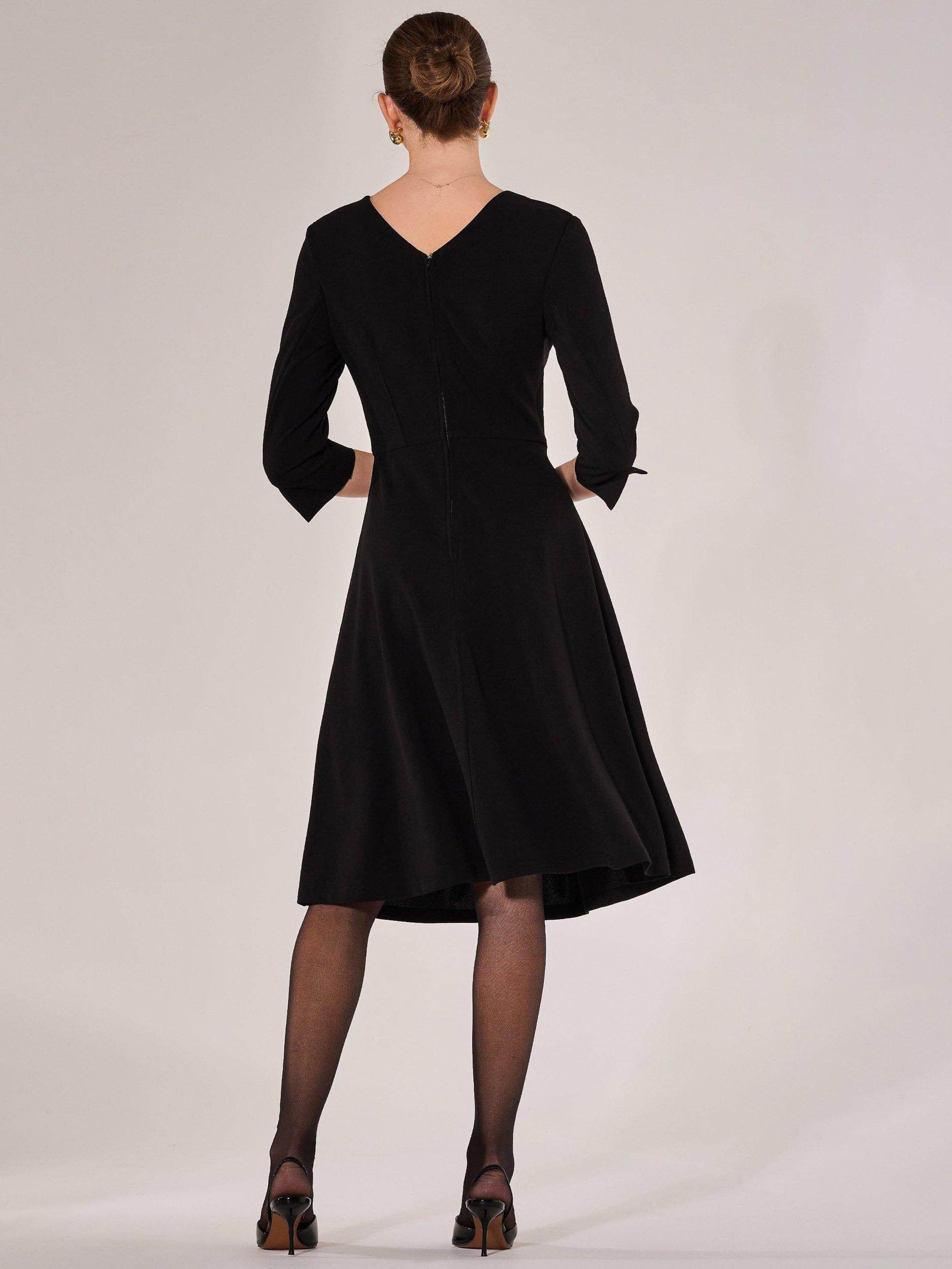 Product image 3 of 7, which shows Jolie Moi Round Neck Three Quarter Sleeve Midi Dress, Black, 8