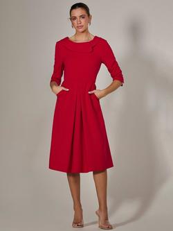 Jolie Moi Roll Collar Long Sleeve Midi Dress, Red