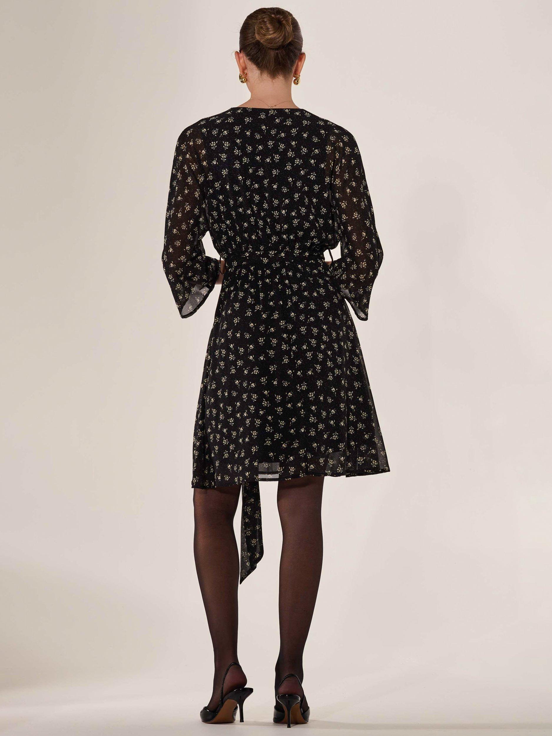 Product image 3 of 7, which shows Jolie Moi Floral Chiffon Mini Dress, Black, 8