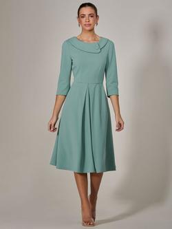 Jolie Moi Roll Collar Long Sleeve Midi Dress, Mint Green