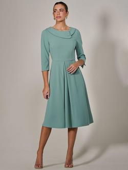 Jolie Moi Roll Collar Long Sleeve Midi Dress - view 2, Mint Green