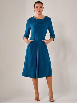 Jolie Moi Roll Collar Long Sleeve Midi Dress - view 2, Teal