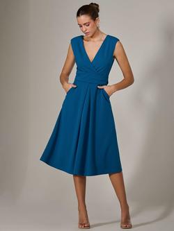 Jolie Moi Tie Waist Midi Dress, Teal, Teal