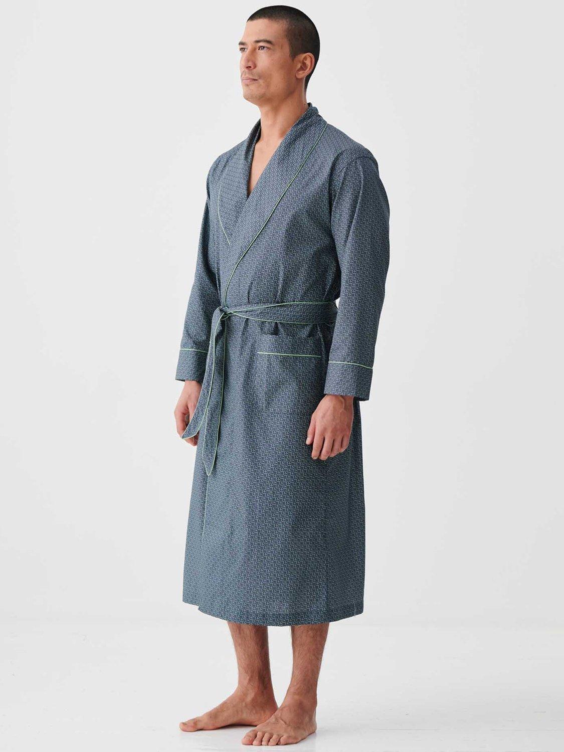 Product image 2 of 6, which shows British Boxers Geometric Print Cotton Dressing Gown, Moorland, S