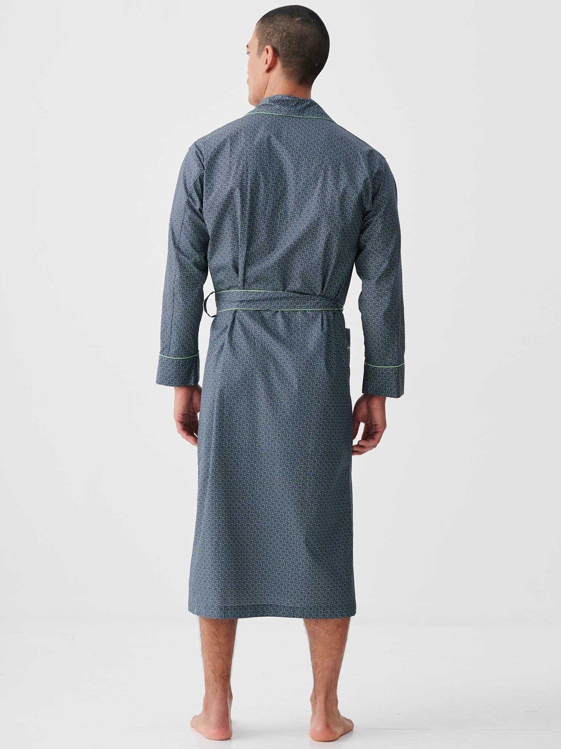 Product image 3 of 6, which shows British Boxers Geometric Print Cotton Dressing Gown, Moorland, S