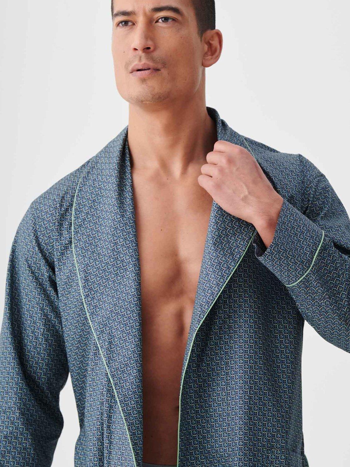 Product image 5 of 6, which shows British Boxers Geometric Print Cotton Dressing Gown, Moorland, S