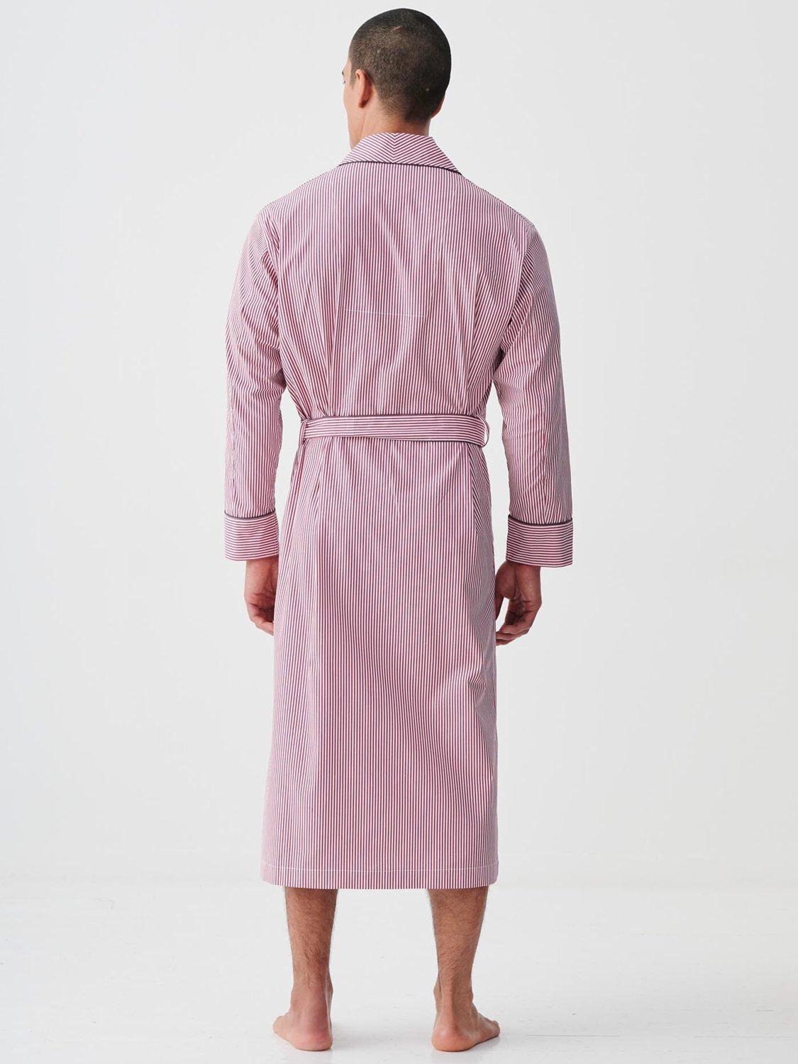 Product image 5 of 6, which shows British Boxers Crisp Cotton Pinstripe Dressing Gown, Red/White, S
