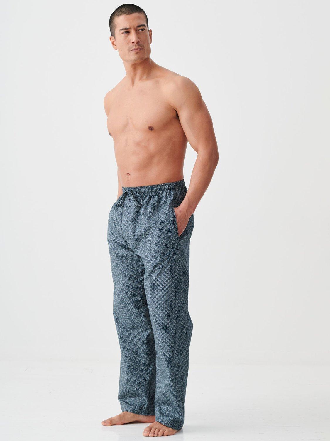 Product image 2 of 5, which shows British Boxers Geometric Print Cotton Pyjama Bottoms, Moorland, S