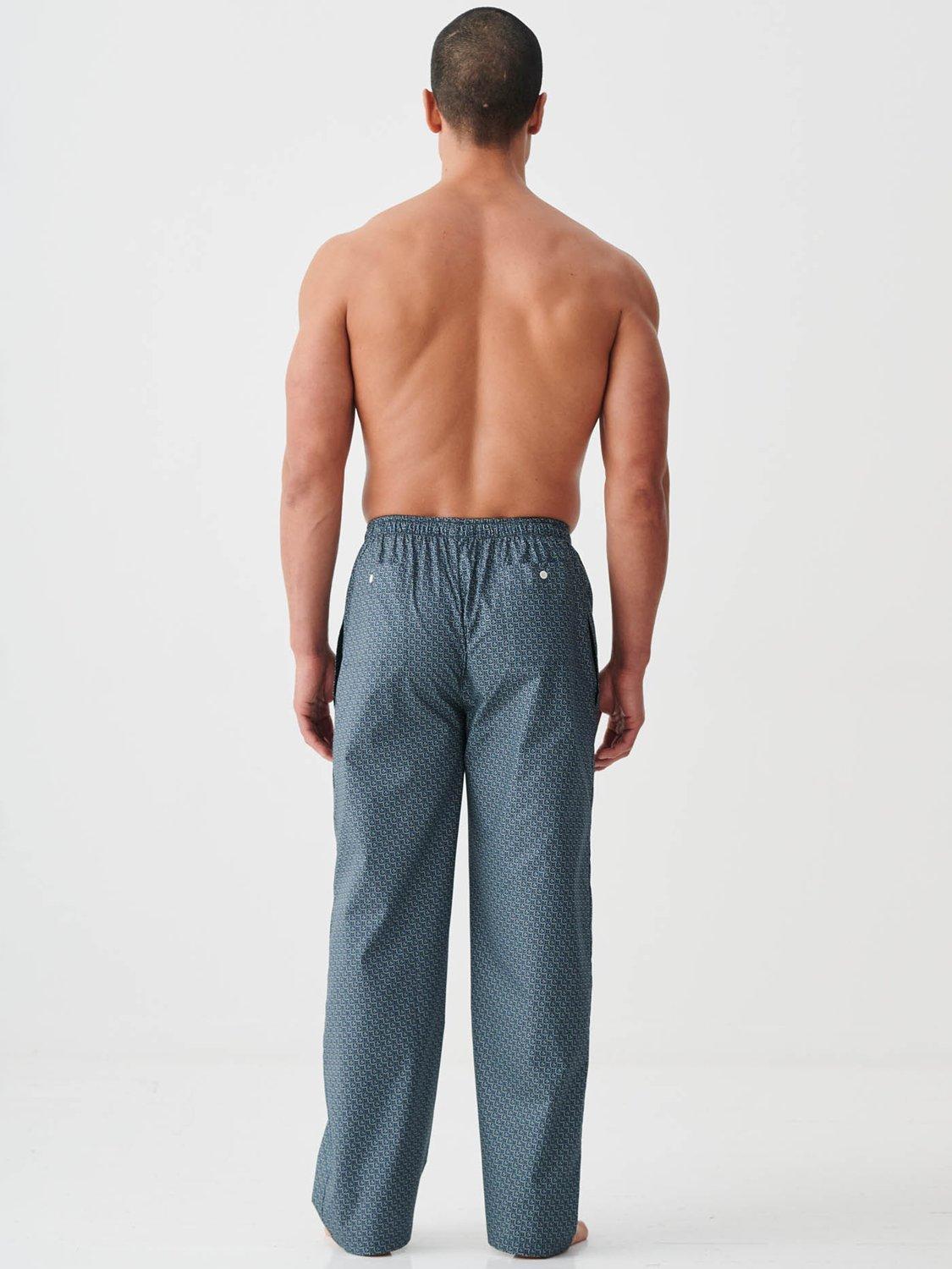 Product image 3 of 5, which shows British Boxers Geometric Print Cotton Pyjama Bottoms, Moorland, S