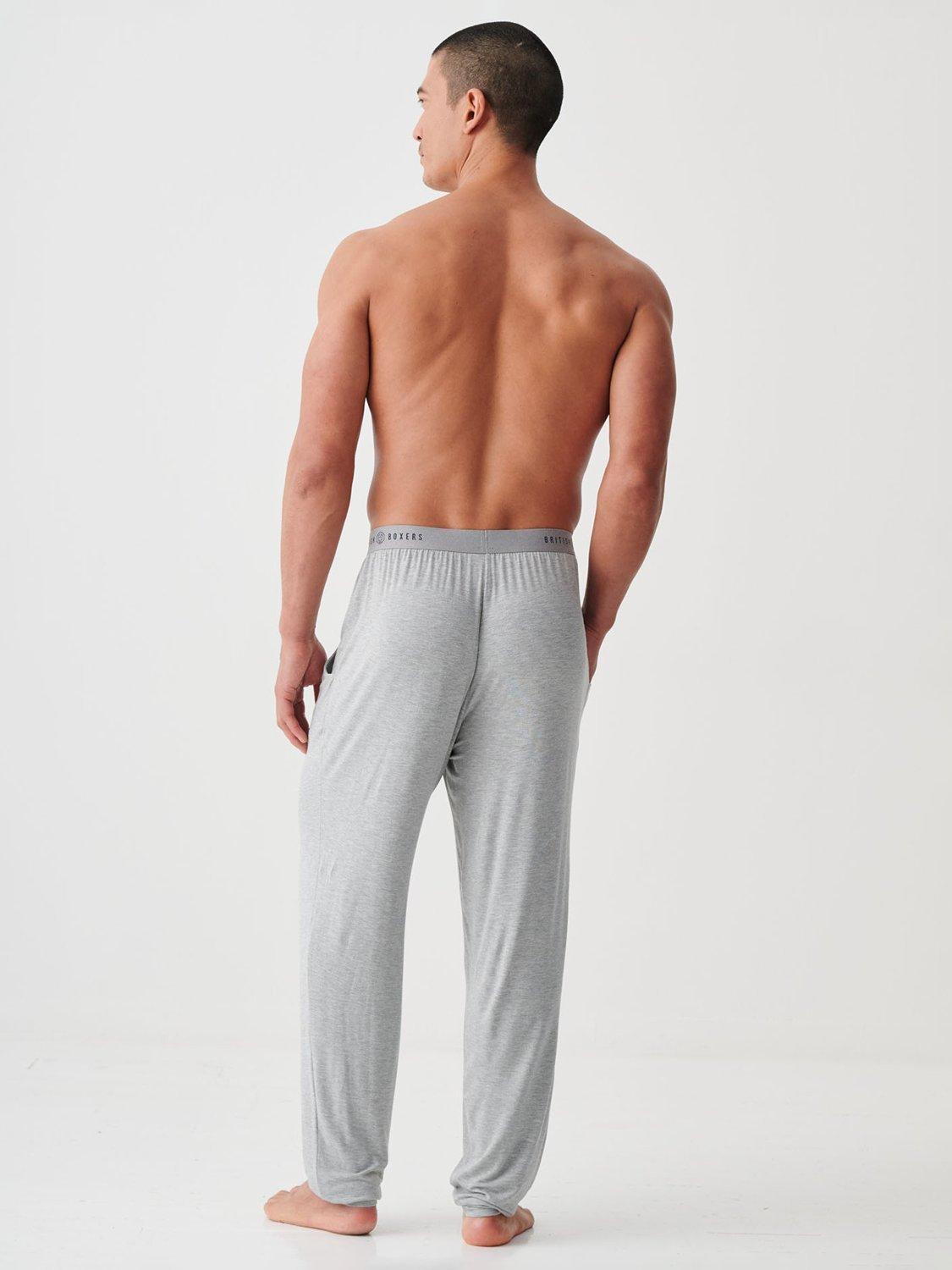 Product image 3 of 5, which shows British Boxers Bamboo Lounge Trousers, Grey Marl, S