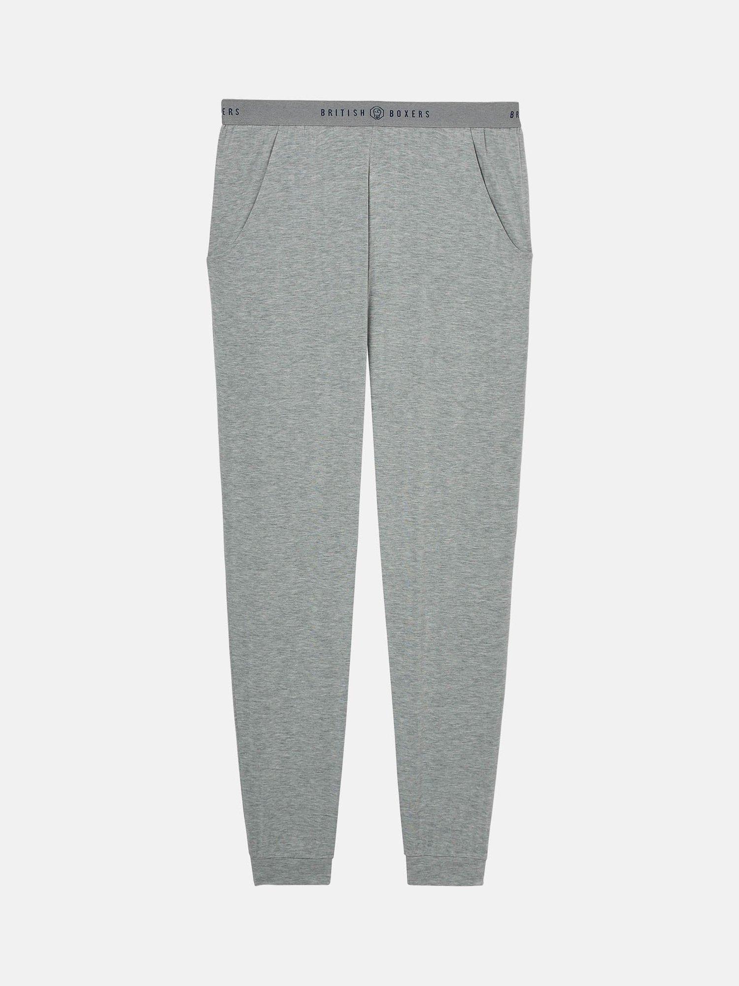 Product image 4 of 5, which shows British Boxers Bamboo Lounge Trousers, Grey Marl, S