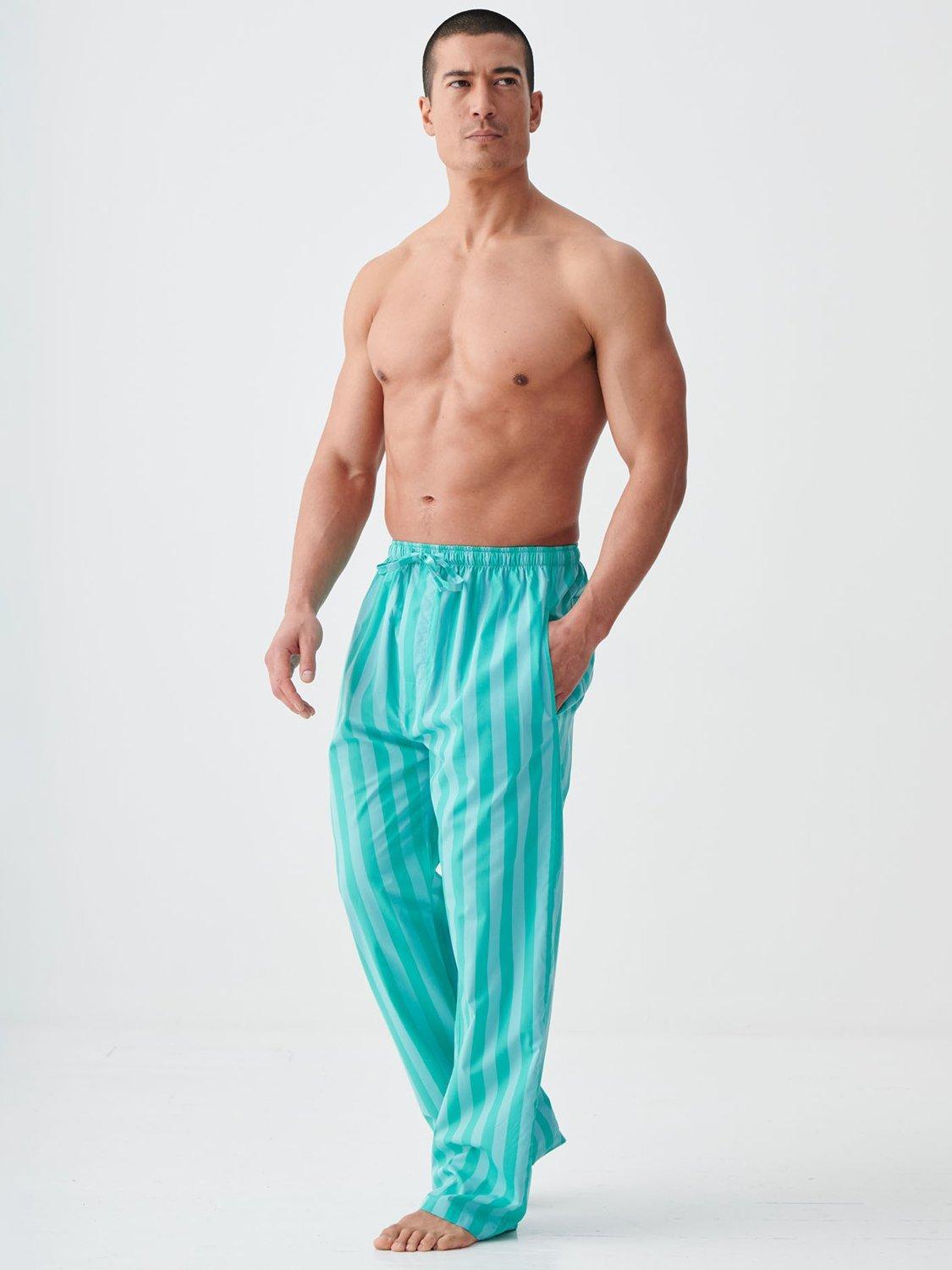 Product image 2 of 4, which shows British Boxers New York Cotton Pyjama Trousers, Turquoise, S