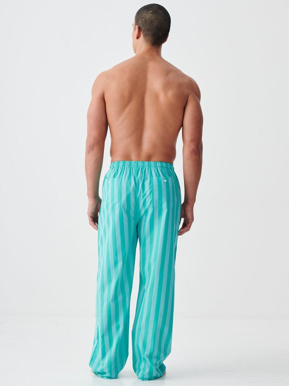 Product image 3 of 4, which shows British Boxers New York Cotton Pyjama Trousers, Turquoise, S