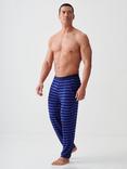 British Boxers Bamboo Striped Lounge Trousers, Royal Blue/Navy
