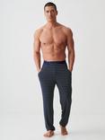 British Boxers Bamboo Striped Lounge Trousers, Tarragon/Navy