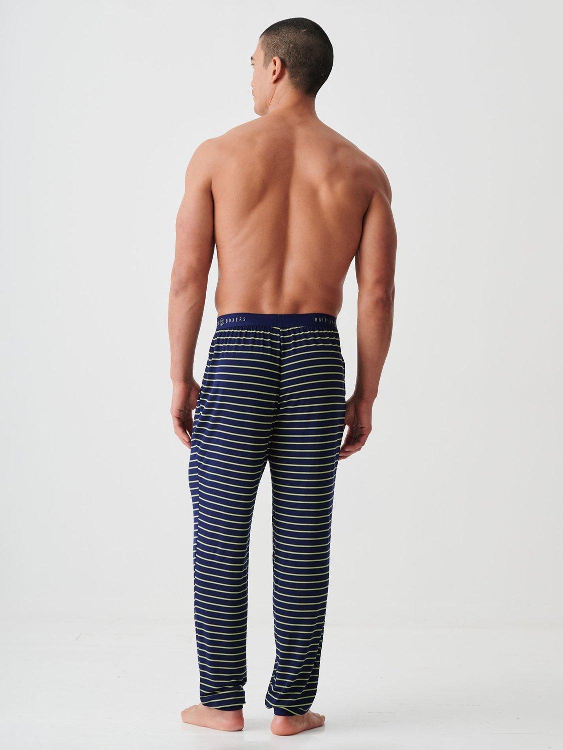 Product image 3 of 5, which shows British Boxers Bamboo Lounge Trousers, Tarragon/Navy, S