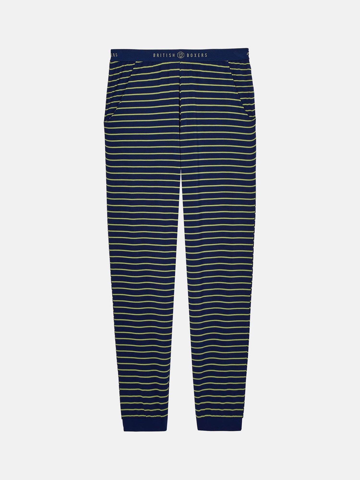 Product image 4 of 5, which shows British Boxers Bamboo Lounge Trousers, Tarragon/Navy, S