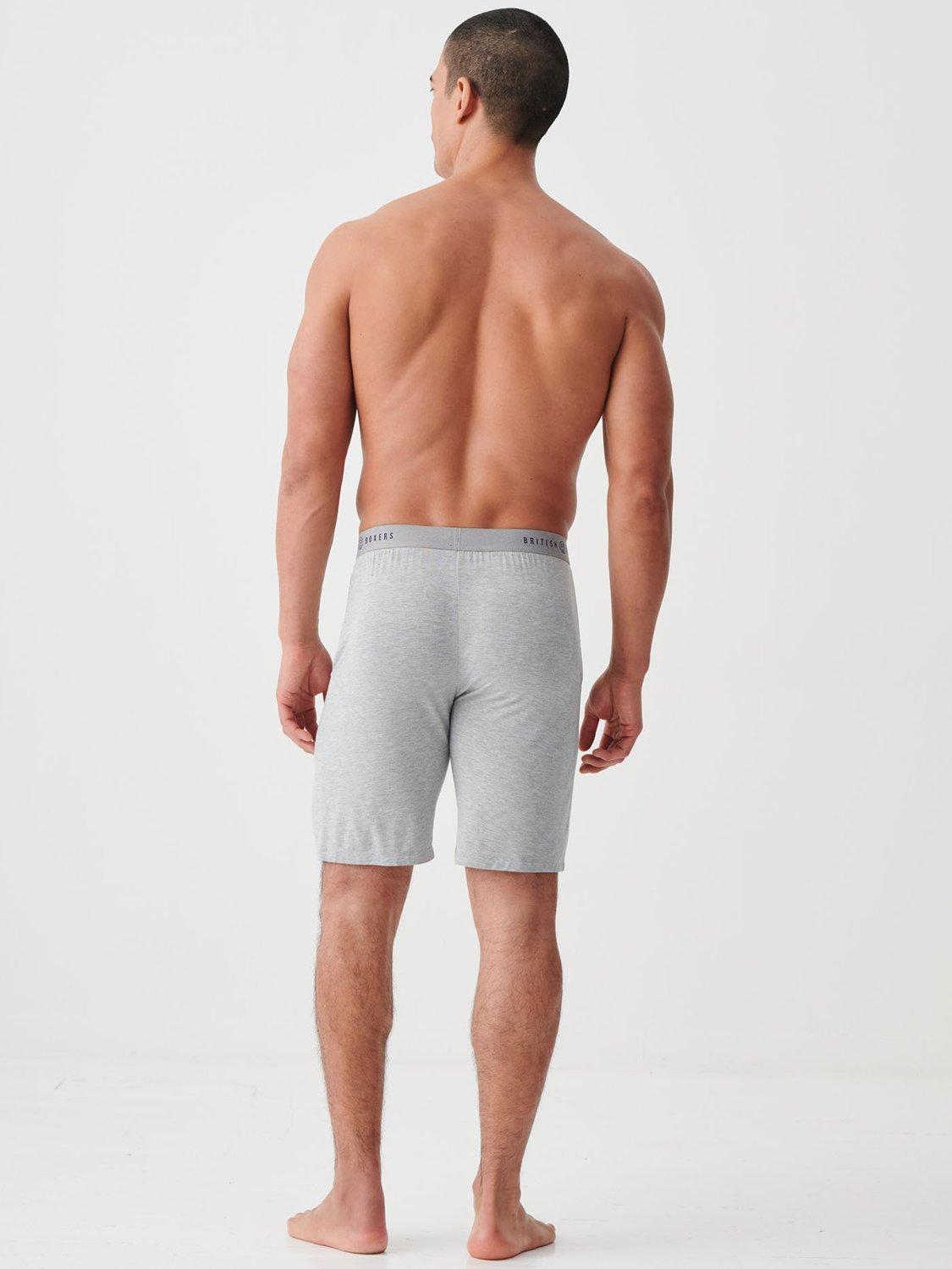 Product image 3 of 5, which shows British Boxers Bamboo Lounge Shorts, Grey Marl, S