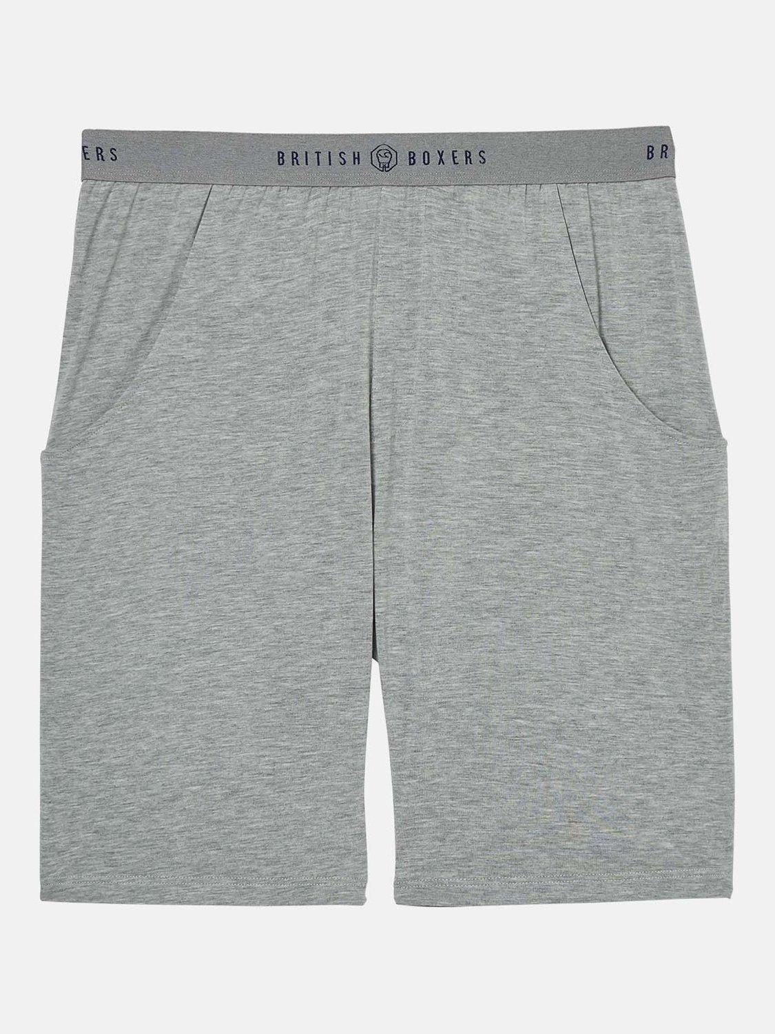 Product image 4 of 5, which shows British Boxers Bamboo Lounge Shorts, Grey Marl, S