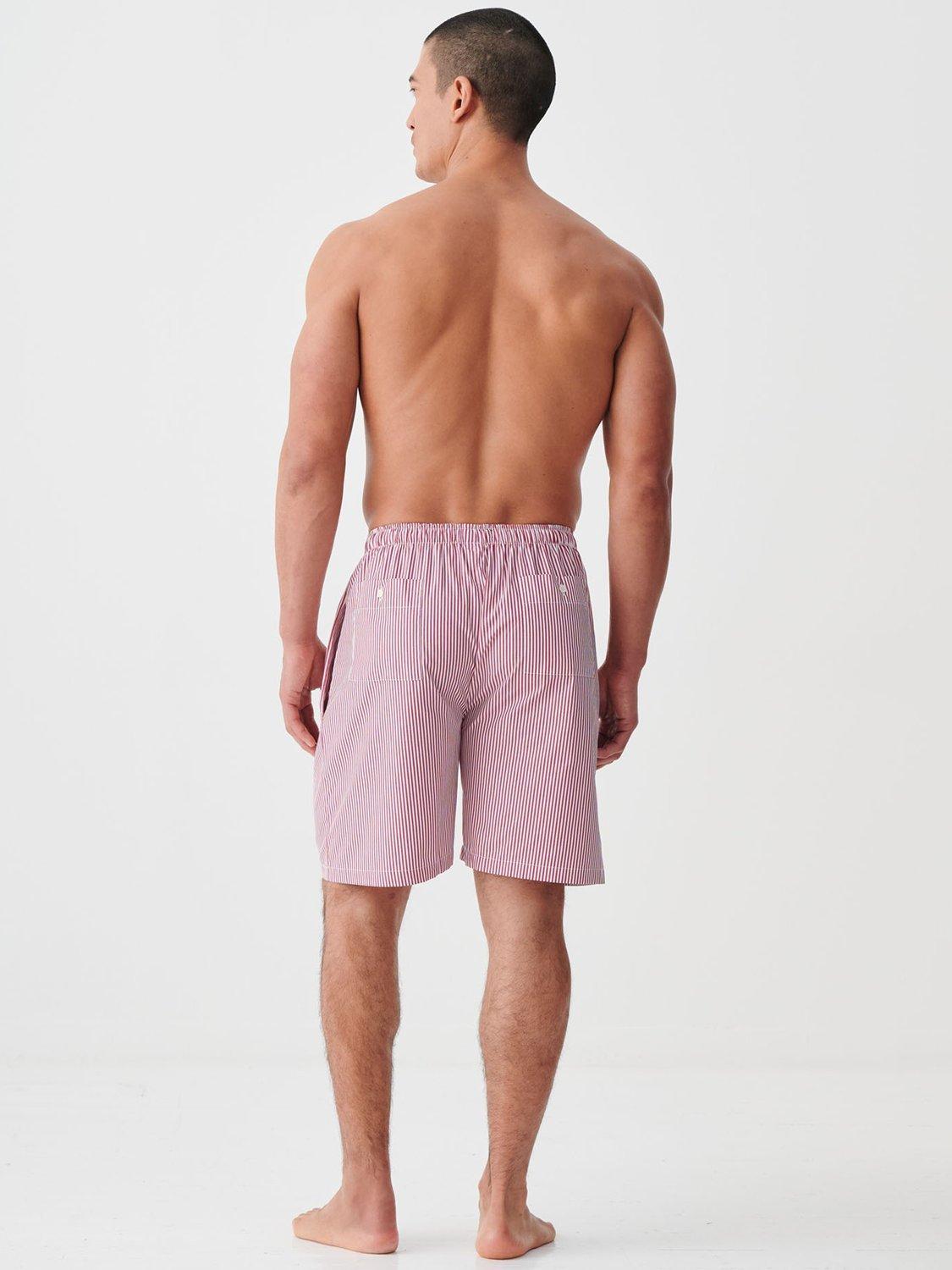 Product image 3 of 4, which shows British Boxers James Stripe Cotton Pyjama Shorts, Red/White, S