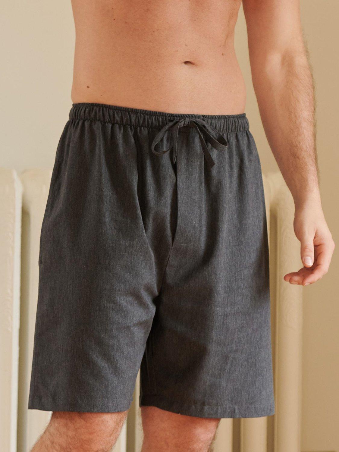 Product image 2 of 2, which shows British Boxers Cotton Twill Heringbone Pyjama Shorts, Slate, S