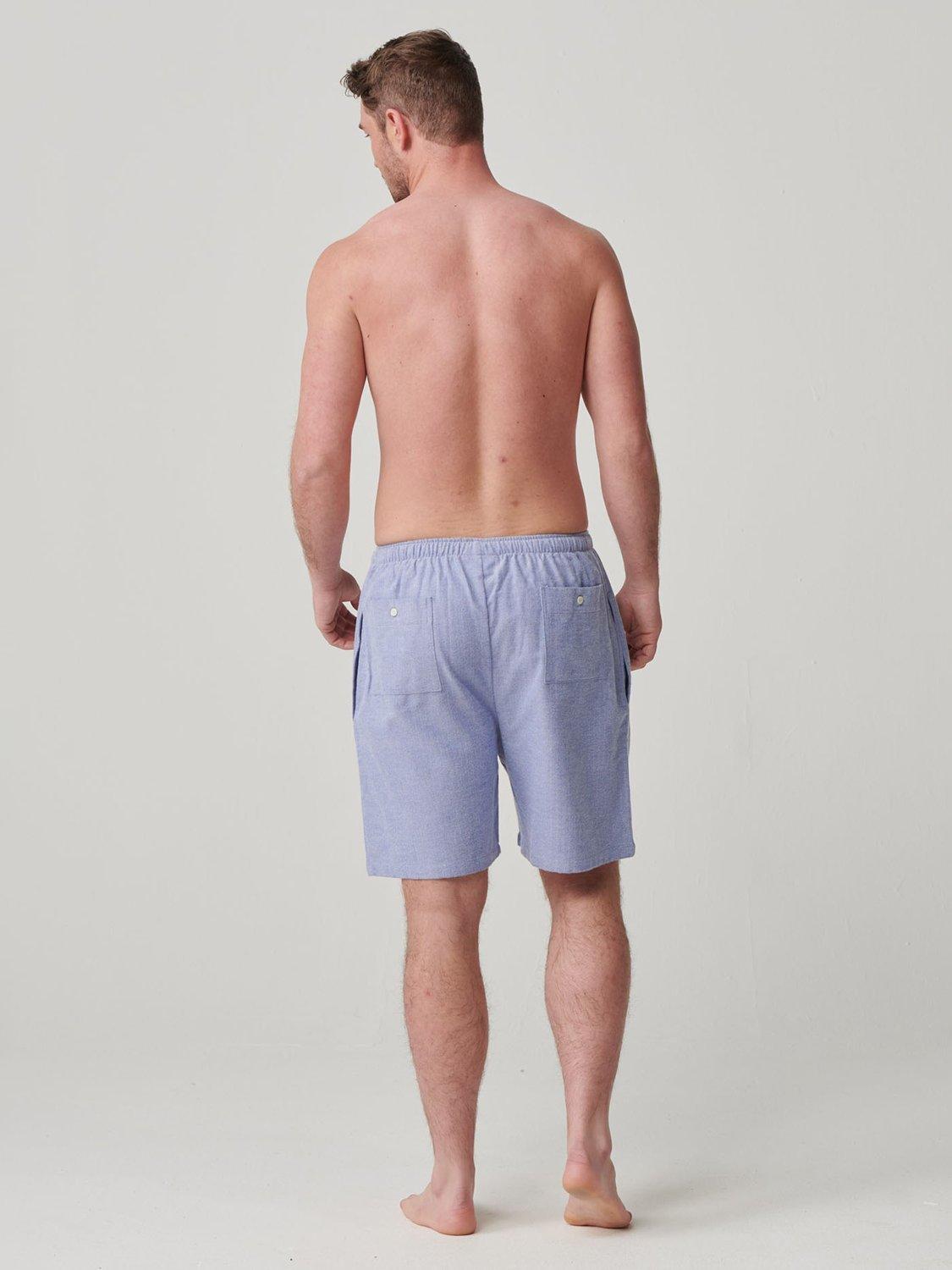 Product image 4 of 5, which shows British Boxers Herringbone Brushed Cotton Sleep Shorts, Staffordshire Blue, S