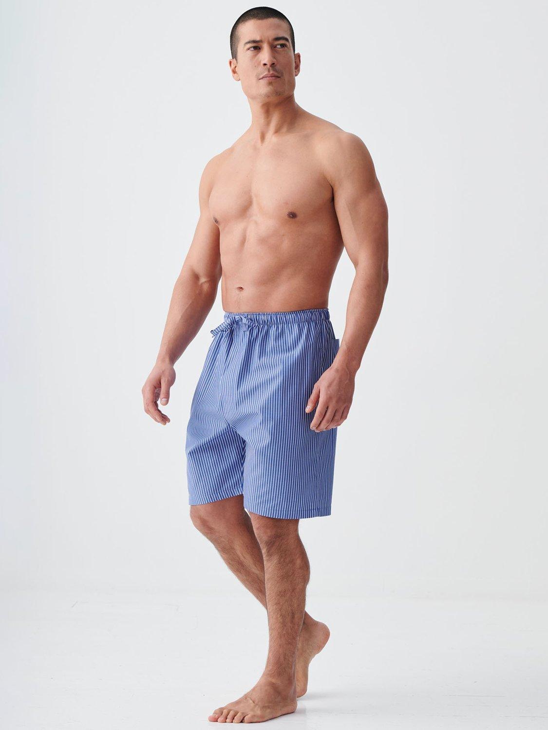 Product image 2 of 4, which shows British Boxers Stow Cotton Sleep Shorts, Navy/White, S