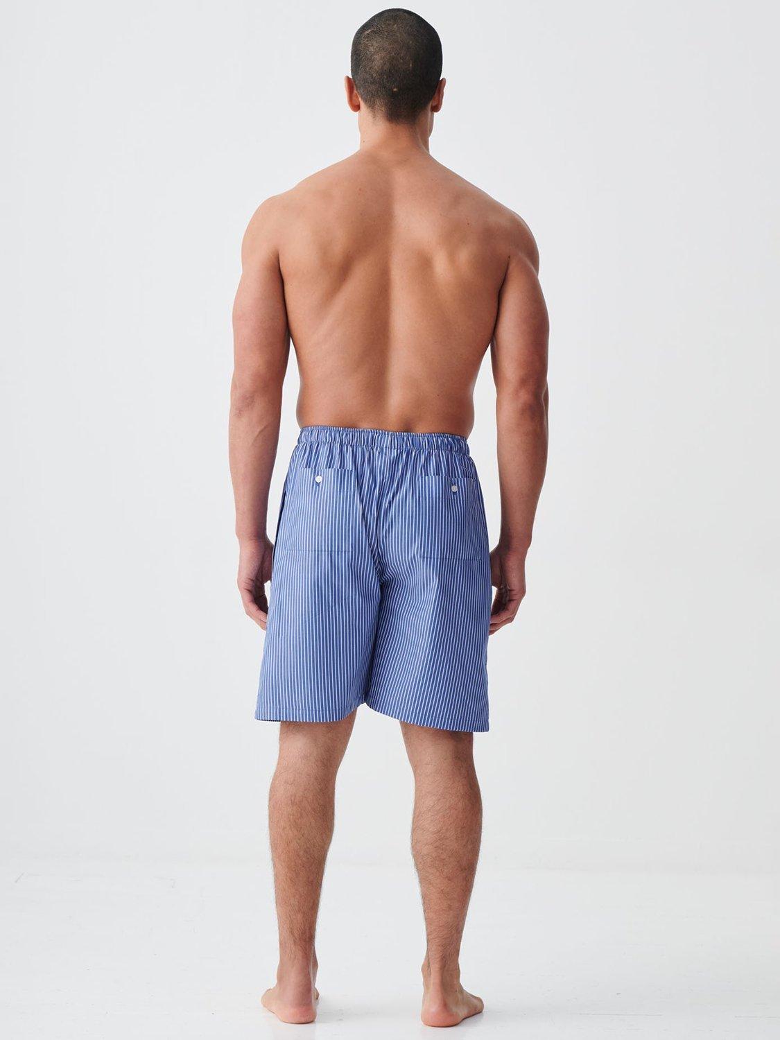 Product image 3 of 4, which shows British Boxers Stow Cotton Sleep Shorts, Navy/White, S