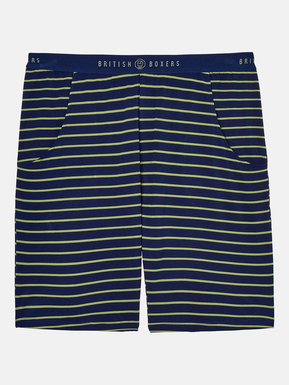 Product image 4 of 5, which shows British Boxers Bamboo Lounge Shorts, Tarragon/Navy, S