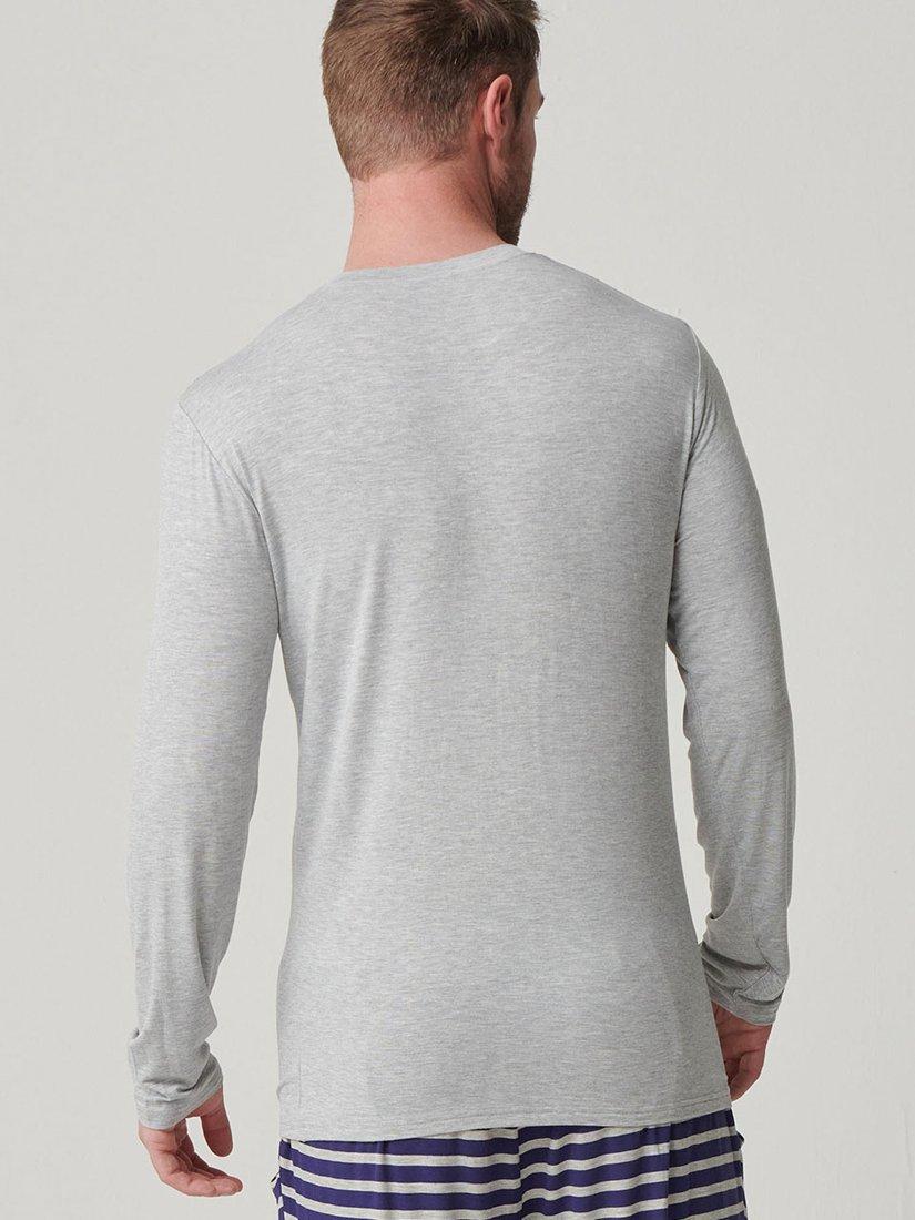 Product image 6 of 9, which shows British Boxers Bamboo Long Sleeve T-Shirt, Pack of 2, Navy/Grey, S