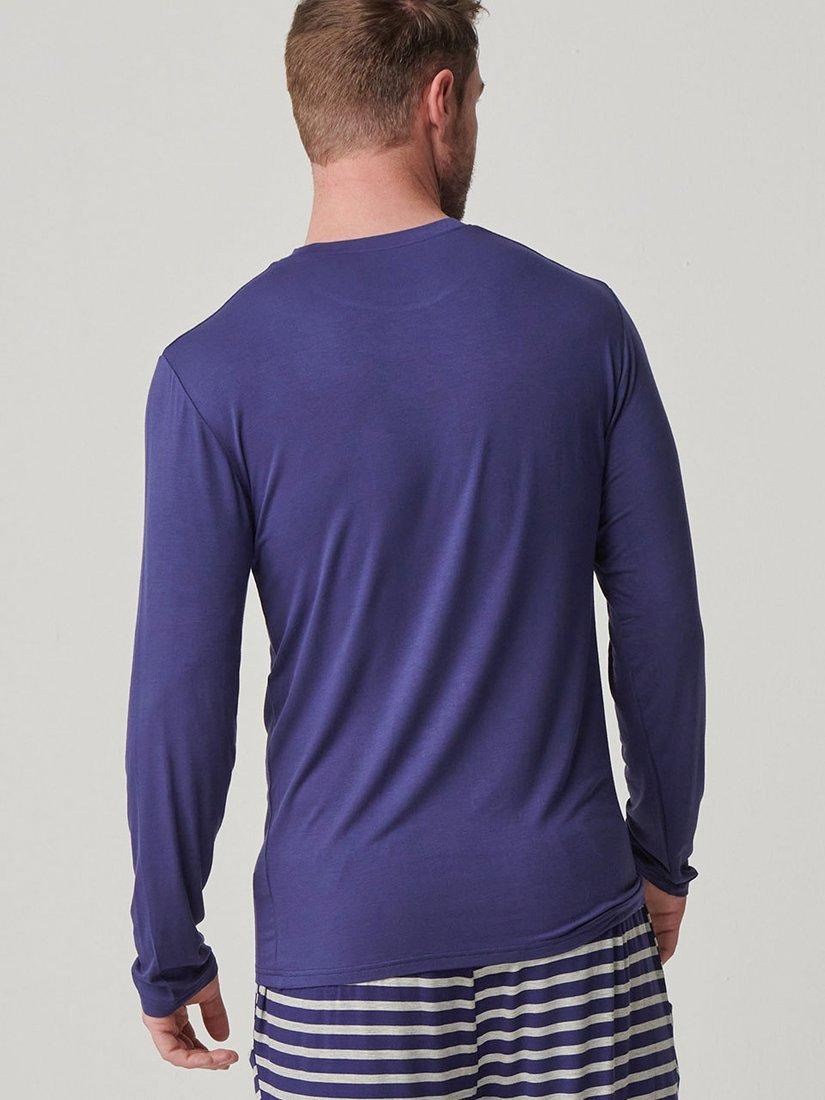 Product image 9 of 9, which shows British Boxers Bamboo Long Sleeve T-Shirt, Pack of 2, Navy/Grey, S