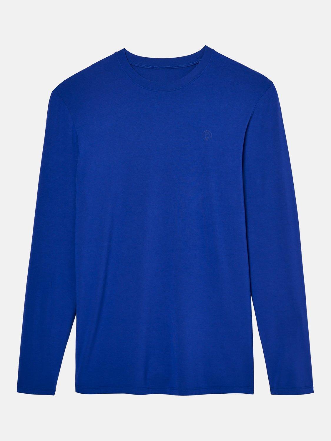 Product image 3 of 10, which shows British Boxers Bamboo Long Sleeve T-Shirt, Pack of 2, Royal Blue/Navy, S