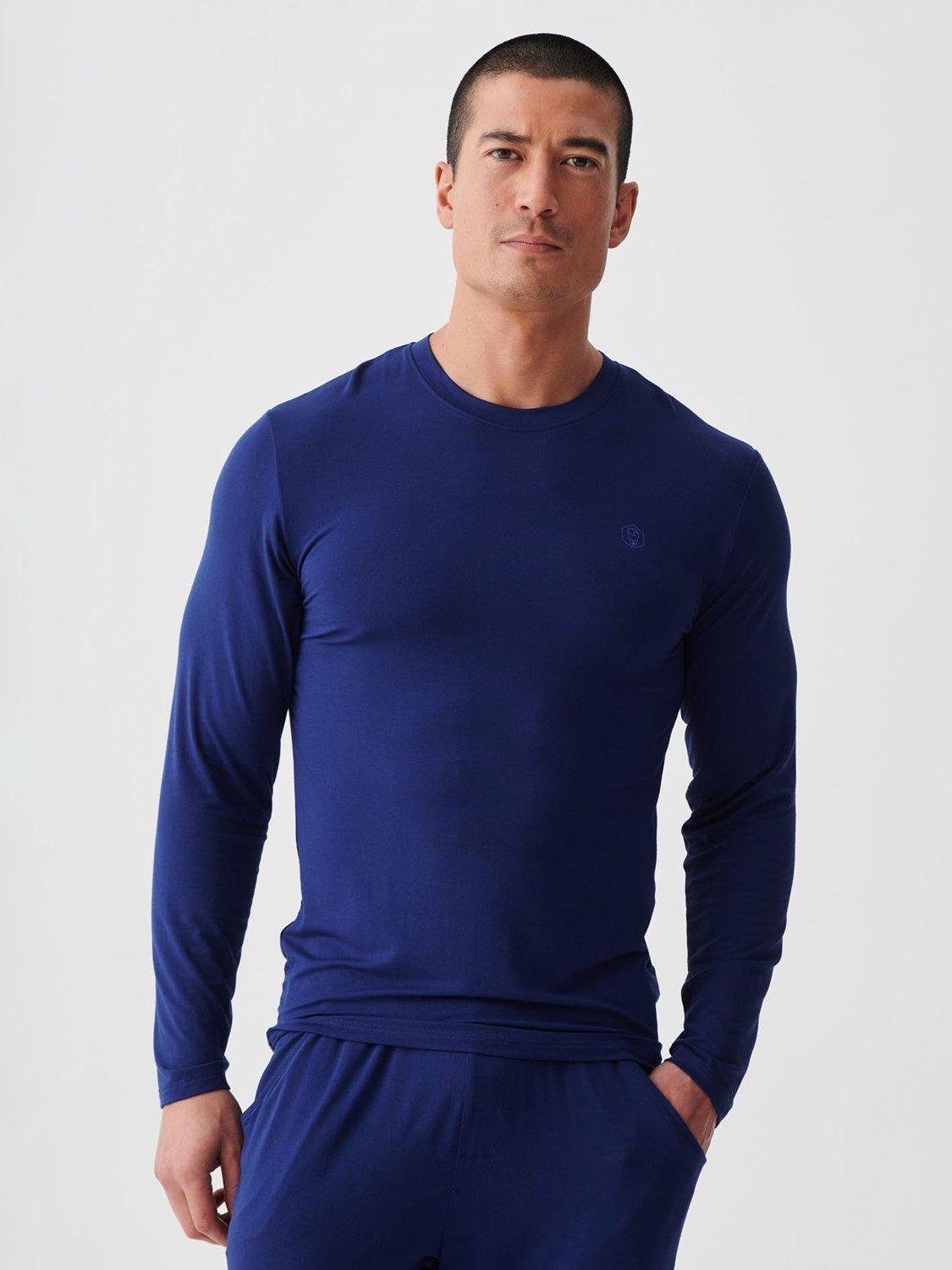 Product image 4 of 10, which shows British Boxers Bamboo Long Sleeve T-Shirt, Pack of 2, Royal Blue/Navy, S