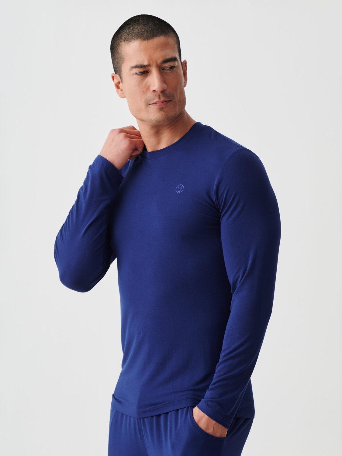 Product image 5 of 10, which shows British Boxers Bamboo Long Sleeve T-Shirt, Pack of 2, Royal Blue/Navy, S