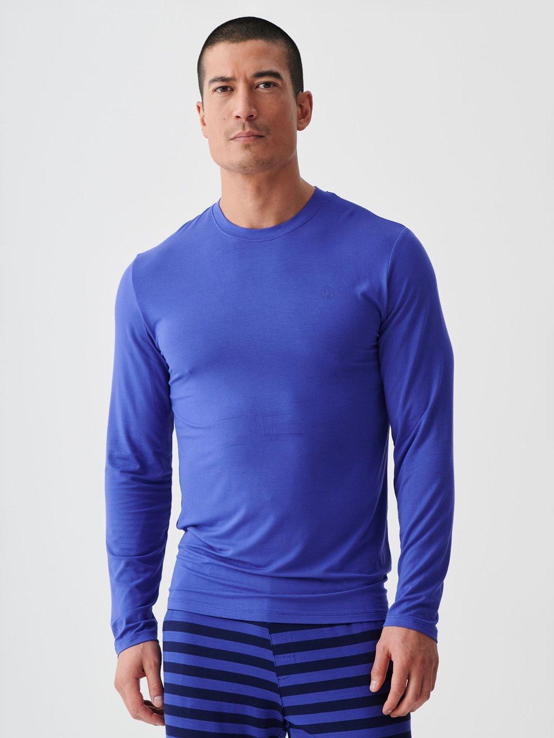 Product image 7 of 10, which shows British Boxers Bamboo Long Sleeve T-Shirt, Pack of 2, Royal Blue/Navy, S