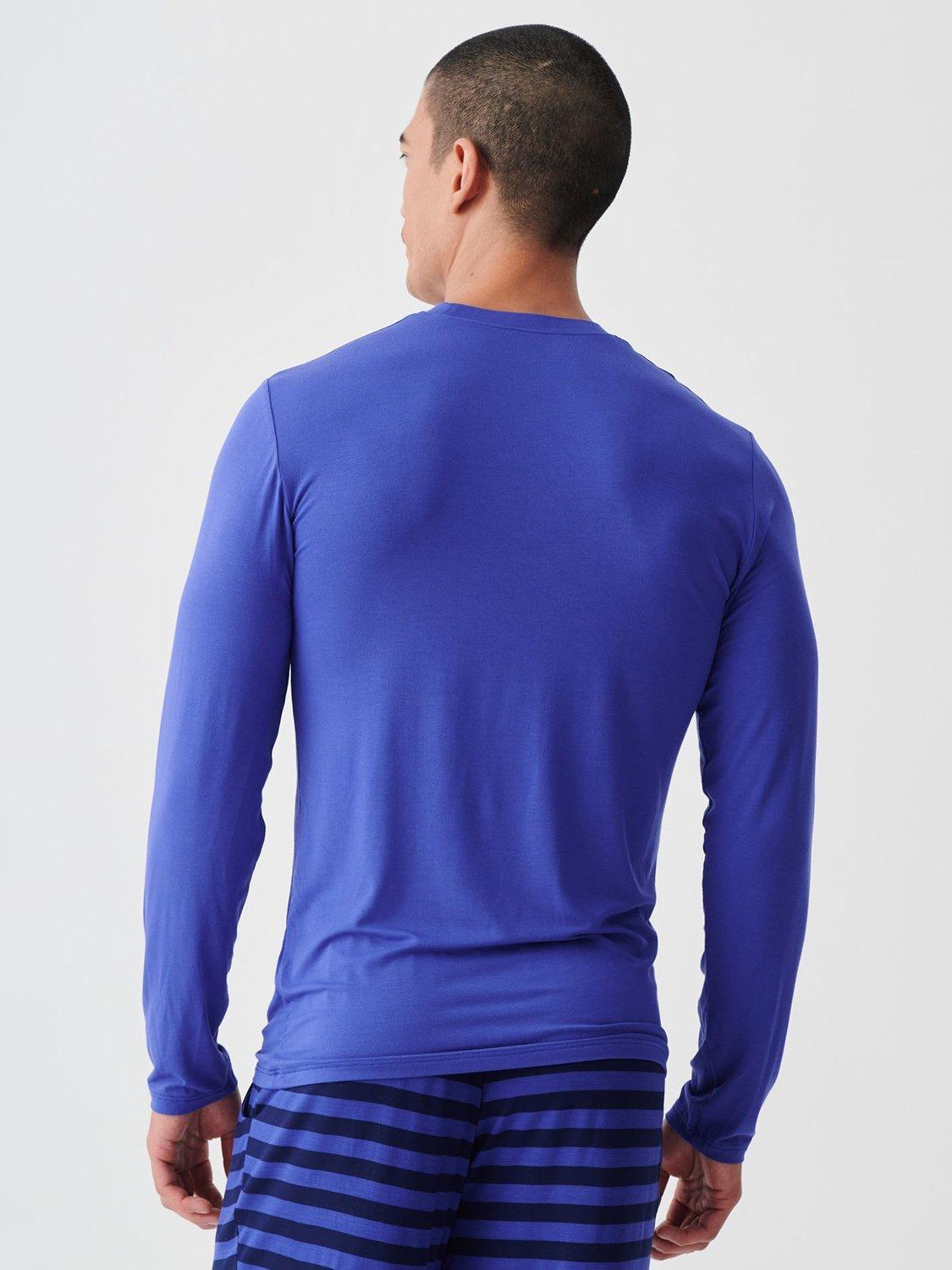Product image 9 of 10, which shows British Boxers Bamboo Long Sleeve T-Shirt, Pack of 2, Royal Blue/Navy, S