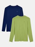 British Boxers Bamboo Long Sleeve T-Shirt, Pack of 2, Tarragon/Navy