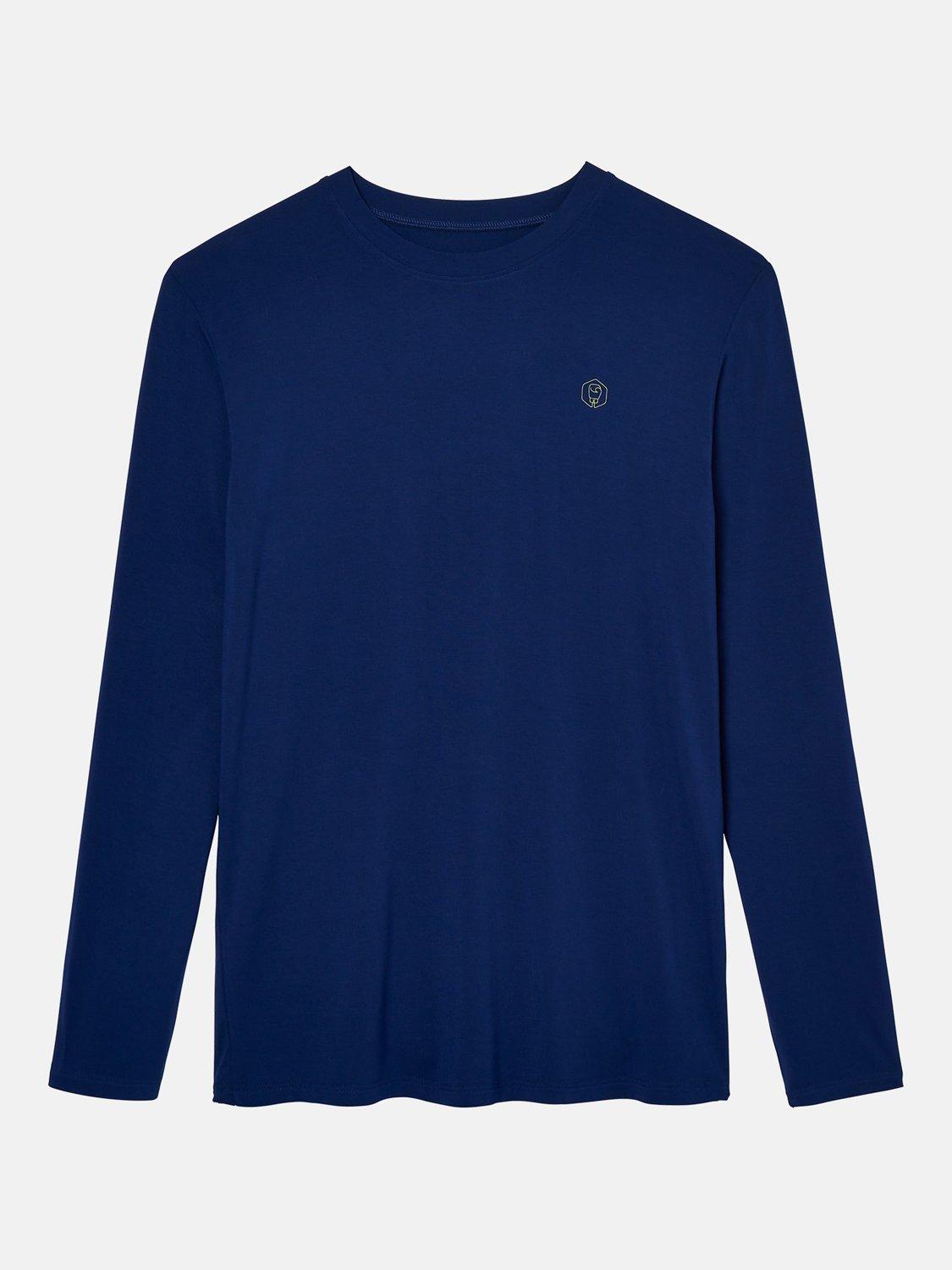 Product image 2 of 10, which shows British Boxers Bamboo Long Sleeve T-Shirt, Pack of 2, Tarragon/Navy, S