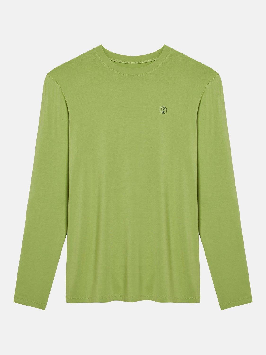 Product image 3 of 10, which shows British Boxers Bamboo Long Sleeve T-Shirt, Pack of 2, Tarragon/Navy, S
