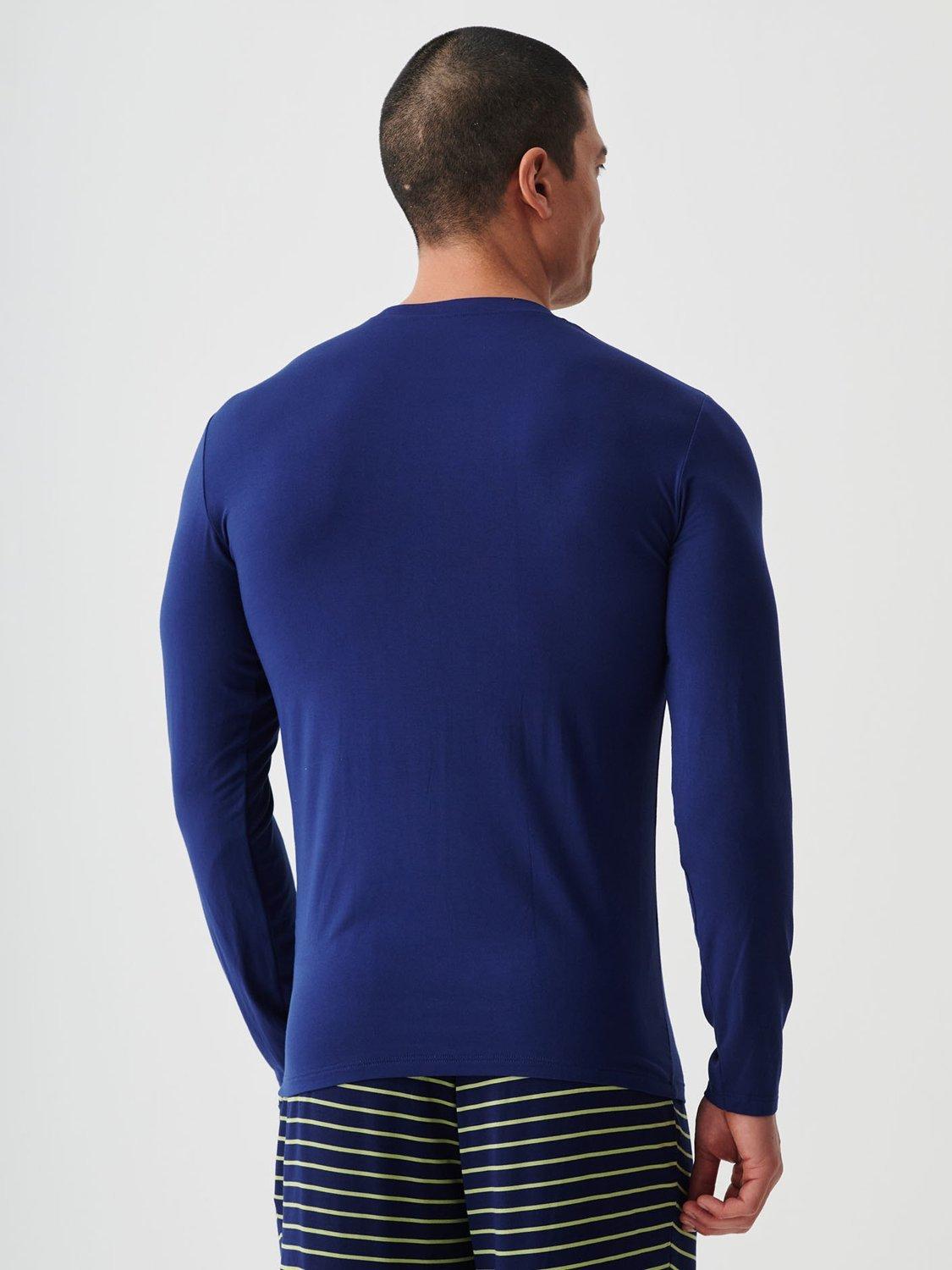 Product image 6 of 10, which shows British Boxers Bamboo Long Sleeve T-Shirt, Pack of 2, Tarragon/Navy, S