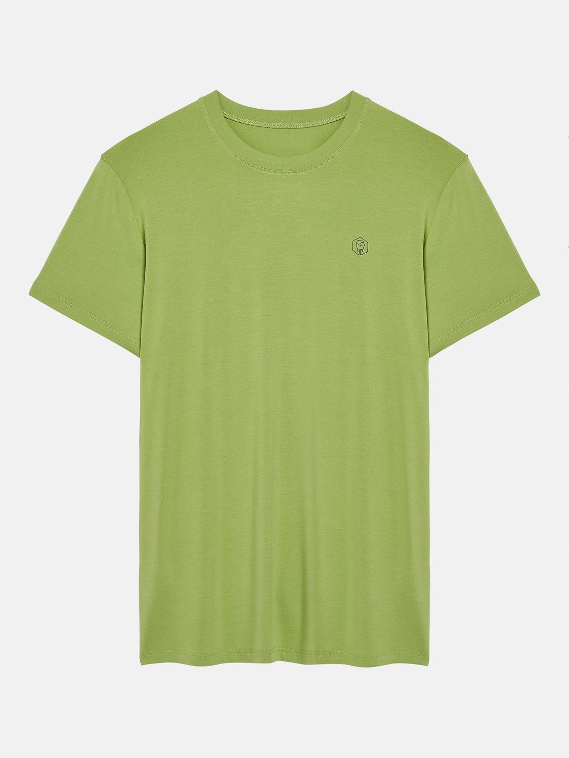 Product image 3 of 10, which shows British Boxers Bamboo T-Shirt, Pack of 2, Tarragon/Navy, S