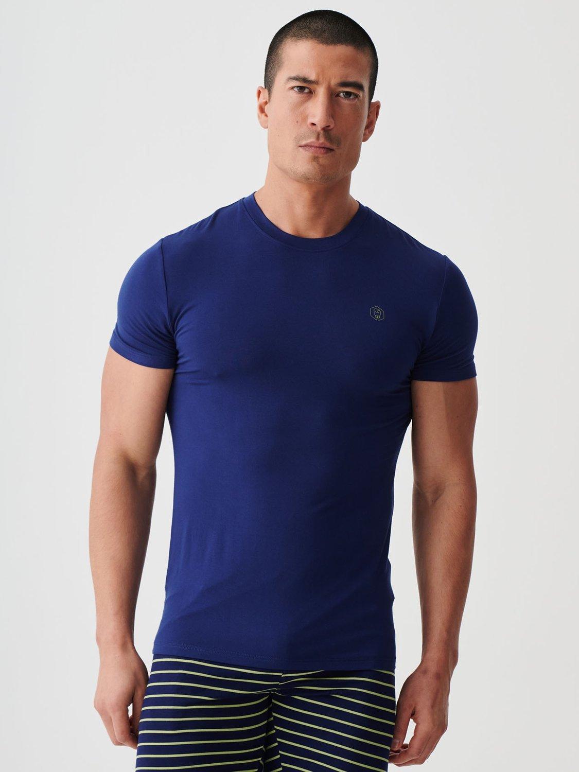 Product image 4 of 10, which shows British Boxers Bamboo T-Shirt, Pack of 2, Tarragon/Navy, S