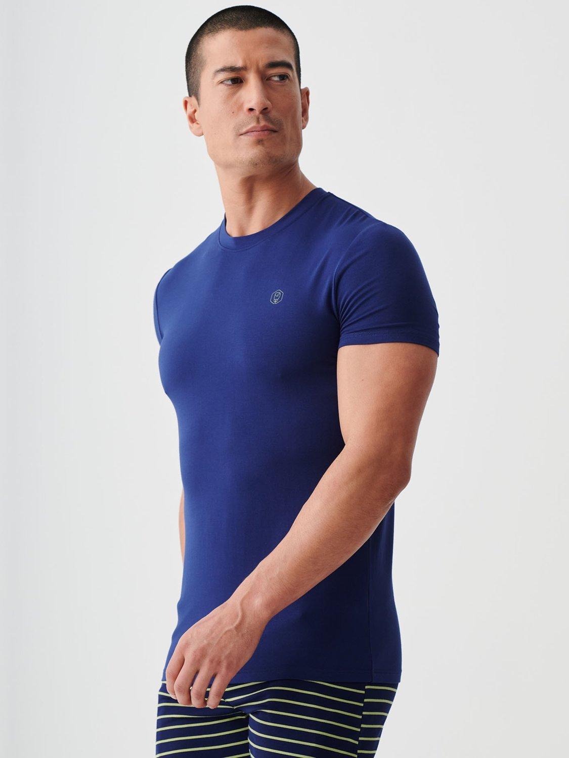 Product image 5 of 10, which shows British Boxers Bamboo T-Shirt, Pack of 2, Tarragon/Navy, S