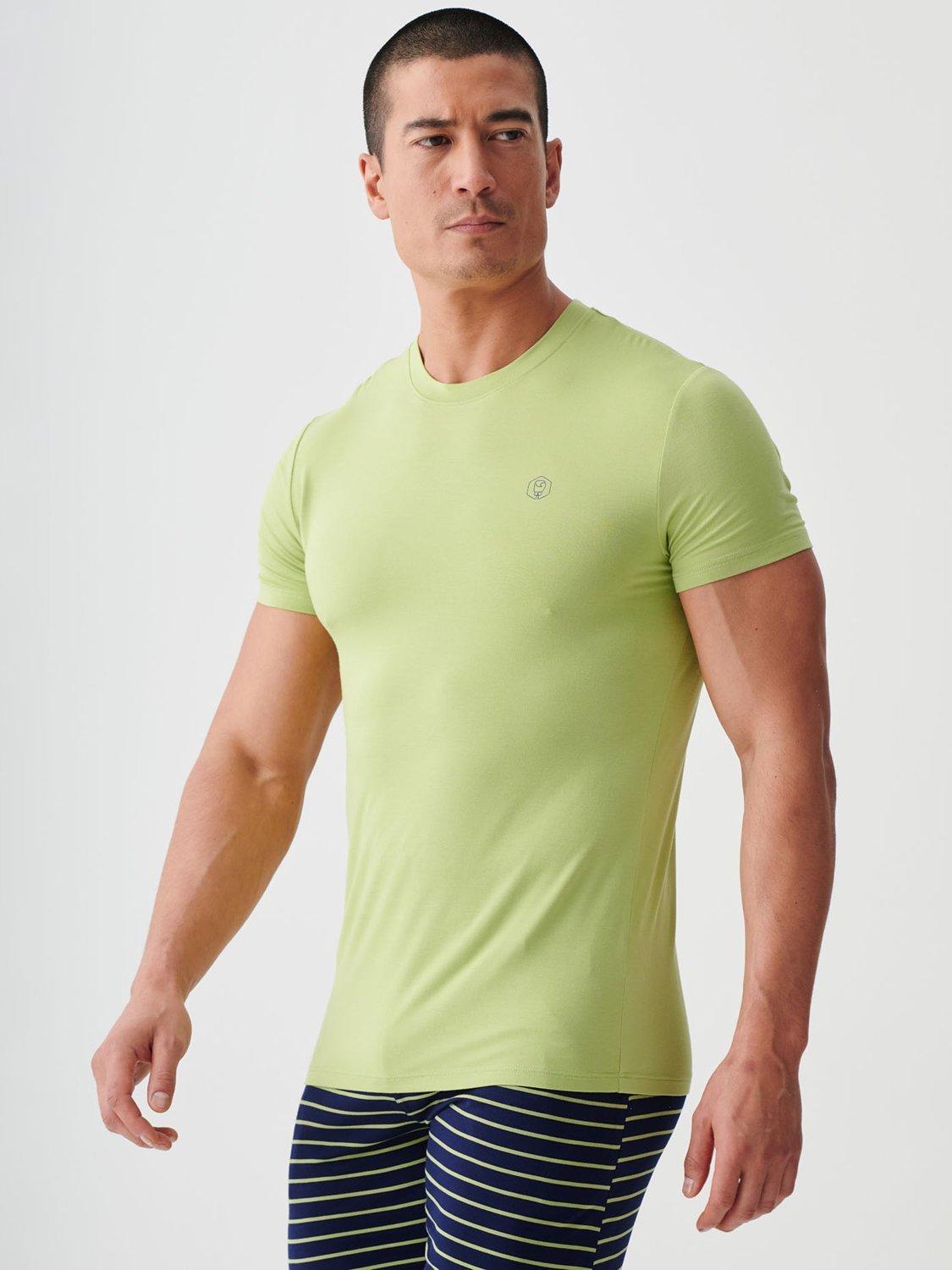 Product image 8 of 10, which shows British Boxers Bamboo T-Shirt, Pack of 2, Tarragon/Navy, S