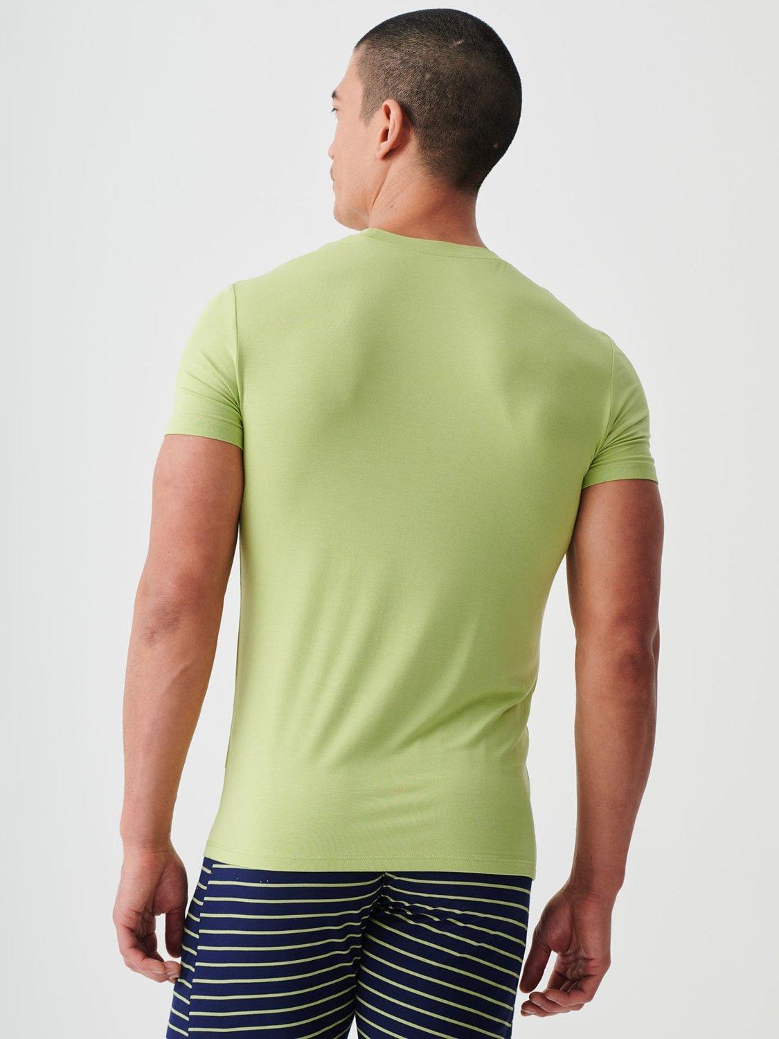 Product image 9 of 10, which shows British Boxers Bamboo T-Shirt, Pack of 2, Tarragon/Navy, S
