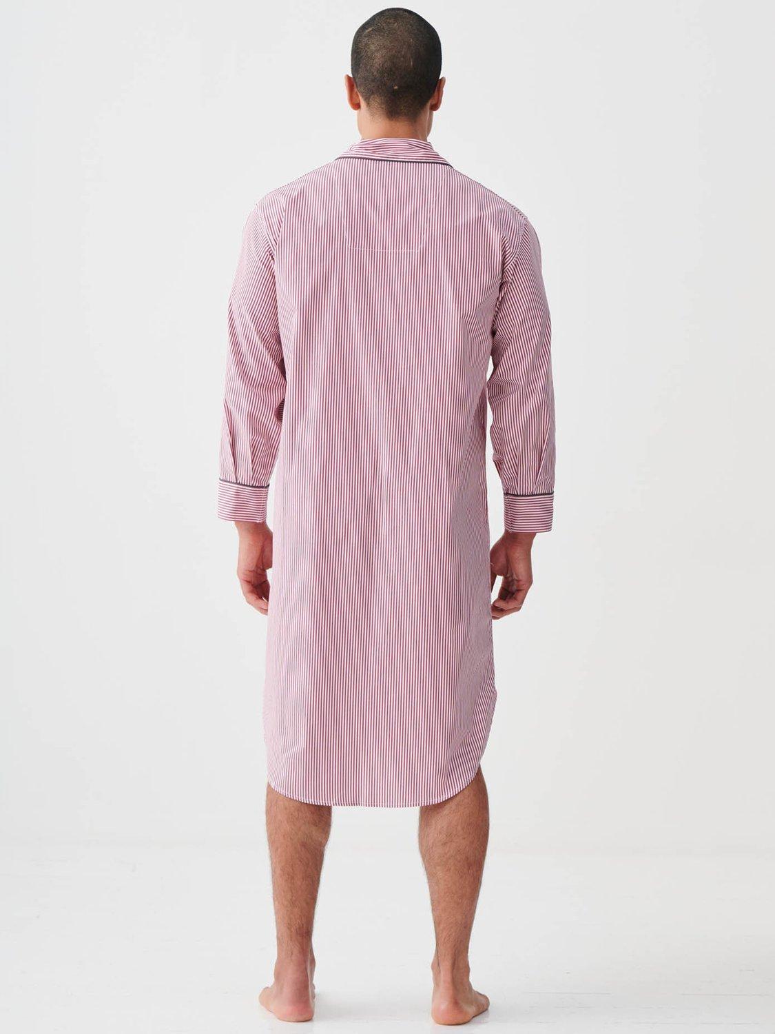 Product image 4 of 5, which shows British Boxers Crisp Cotton Pinstripe Nightshirt, Red, S