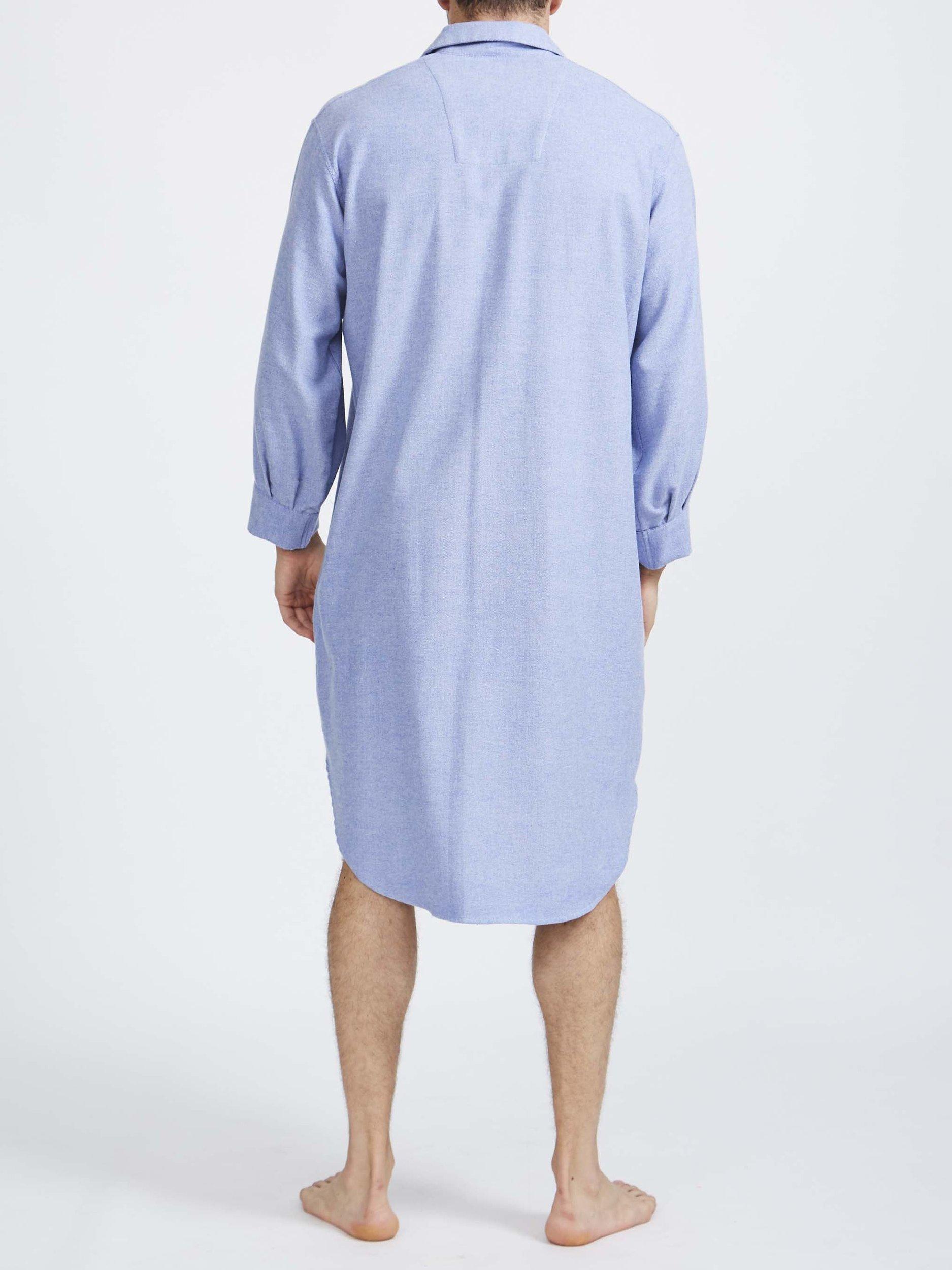 Product image 5 of 6, which shows British Boxers Herringbone Brushed Cotton Nightshirt, Staffordshire Blue, S