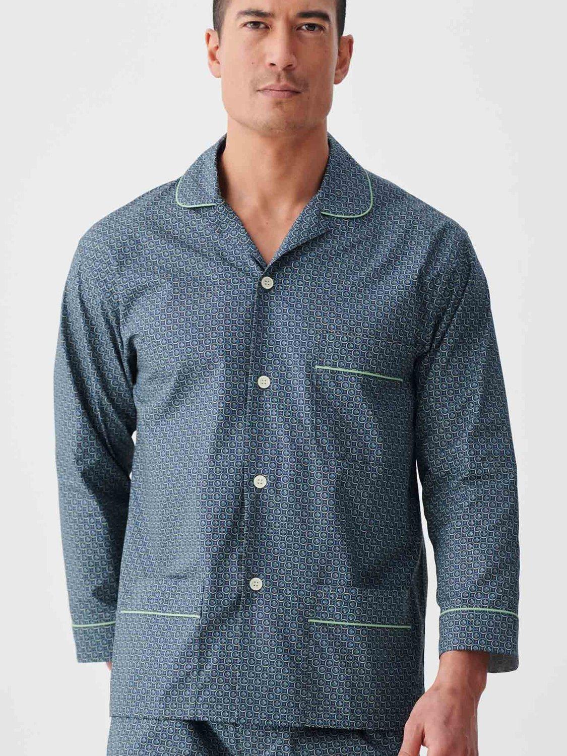 Product image 4 of 5, which shows British Boxers Geometric Print Cotton Pyjama Set, Geometric Moorland, XL